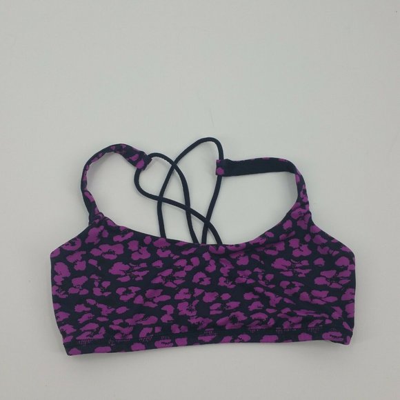 Lululemon Free To Be Sports Bra Cherry Cheetah Print Size 6 Purple Black Navy - Picture 9 of 11
